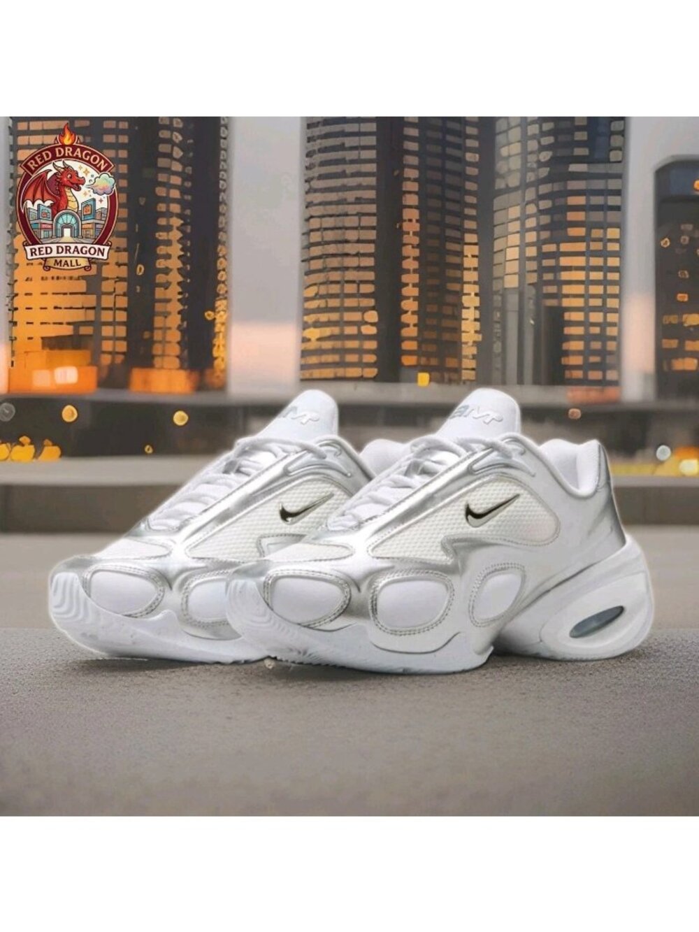 Nike Air Max Muse Mesh Lace-Up Sneakers White Silver FV1920-100 - Women's Sz 8.5